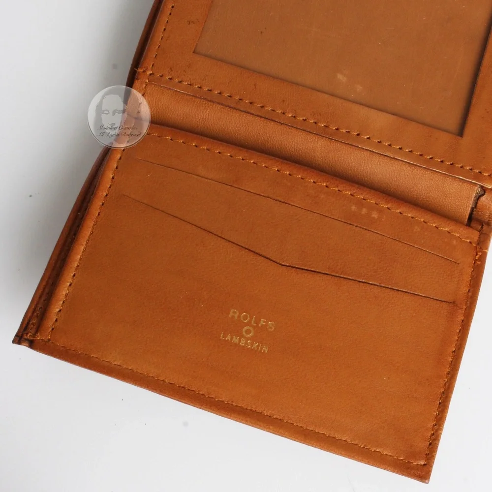 Rolfs Wallet Lambskin Leather Trifold Tan Unisex Vintage